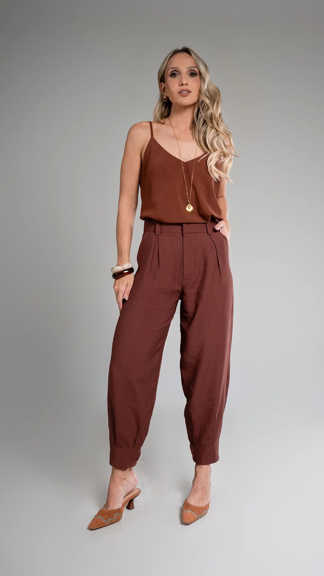 Calça Alfaiataria Joana - Marrom