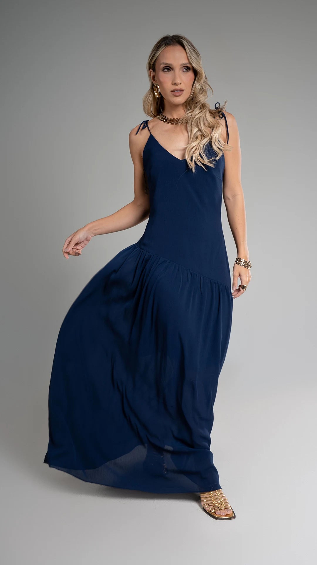 Vestido Tereza - Azul-marinho